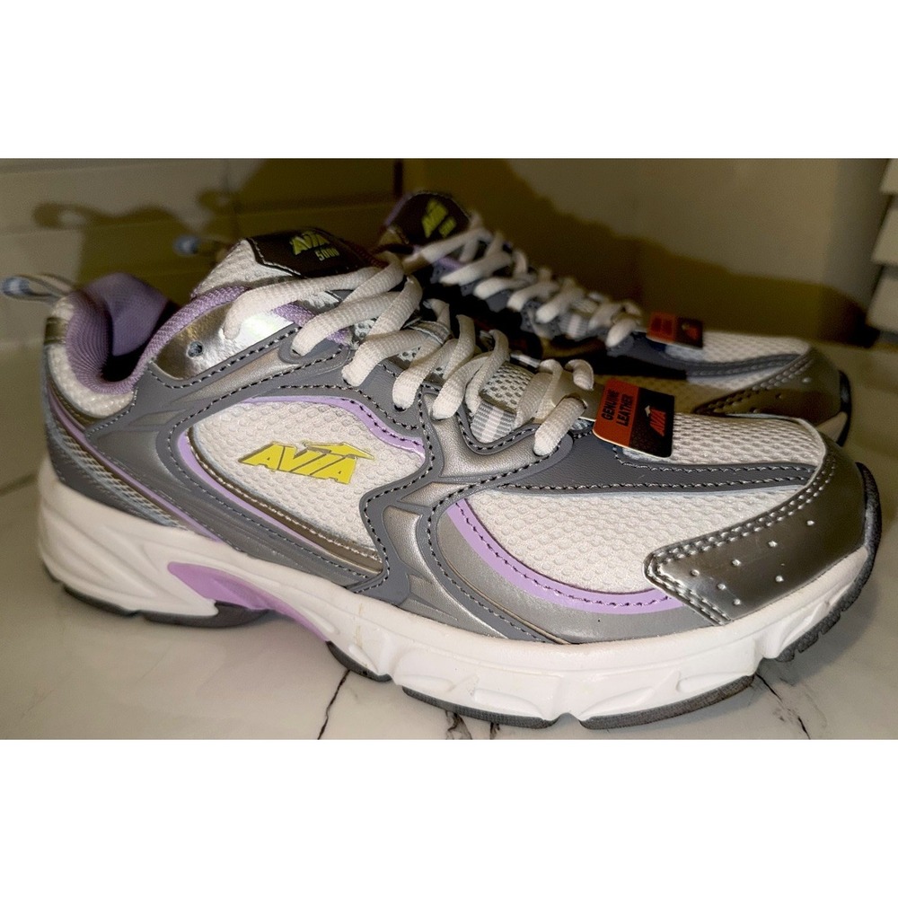 AVIA Women's Athletic Sneakers‎ Gray Purple White Size 9 Comfort Walking Shoes